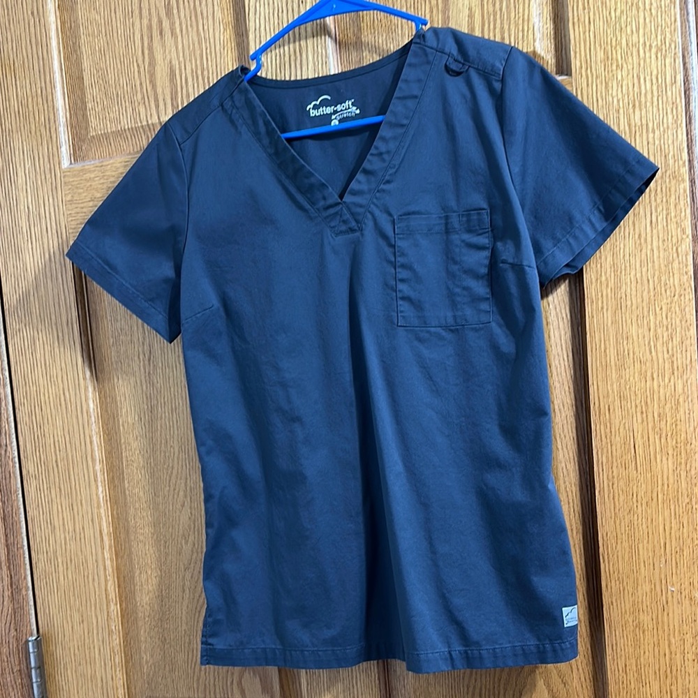 Buttersoft pewter grey scrub top